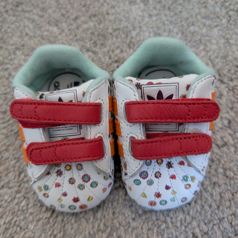 Adidas Kids Floral Sneakers - Red and Orange